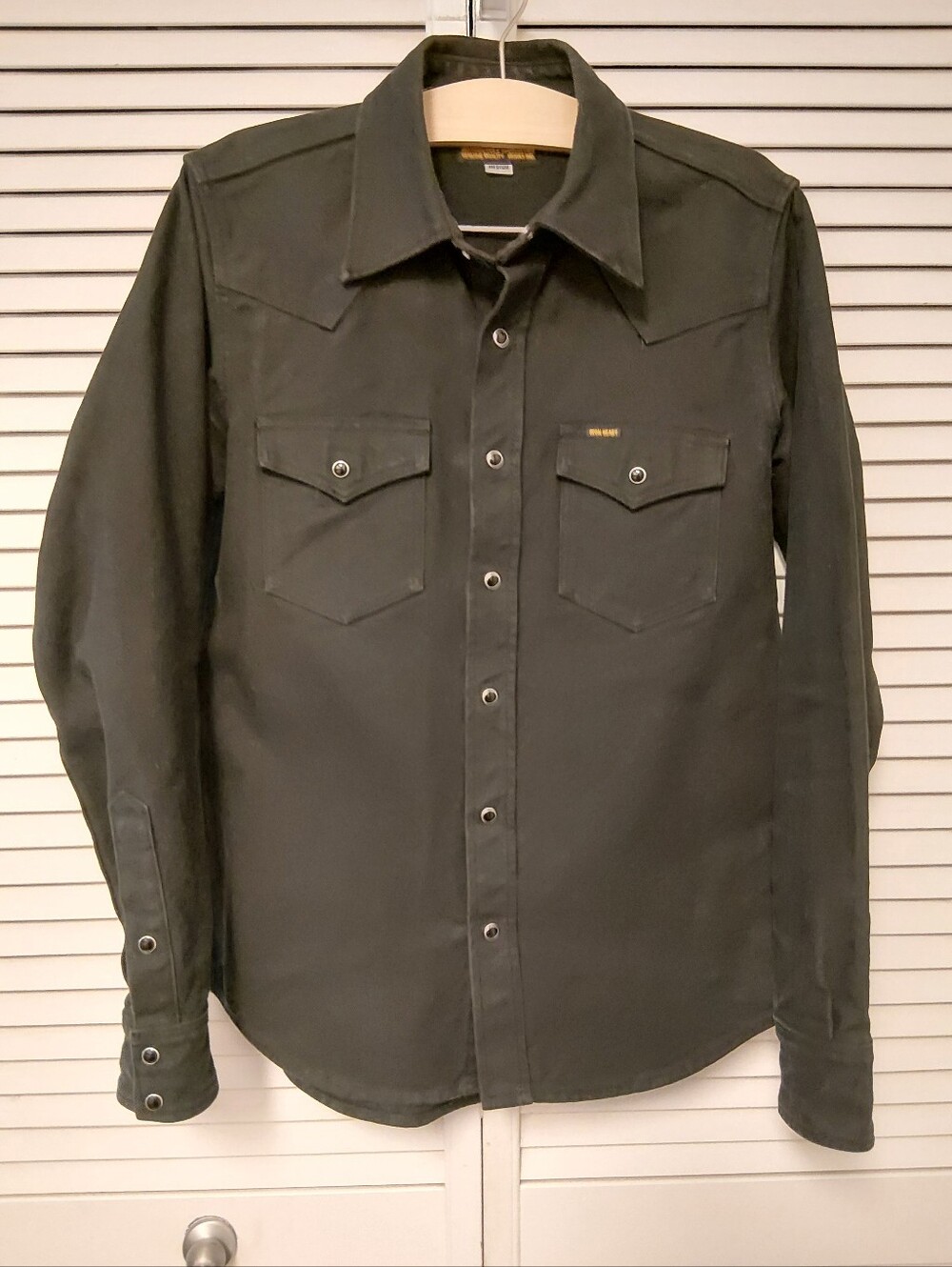 Iron Heart Black Military Serge Western Shirt